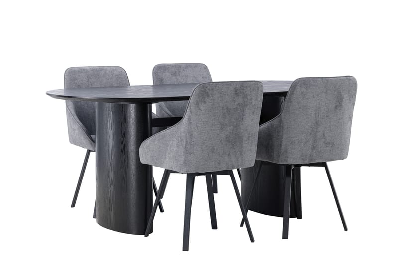 Isolde Matgrupp 180 cm Oval med 4 Rosie stolar - Svart - Möbler - Bord & matgrupper - Matgrupper