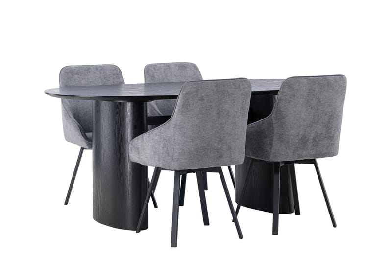 Isolde Matgrupp 180 cm Oval med 4 Rosie stolar - Svart - Möbler - Bord & matgrupper - Matgrupper