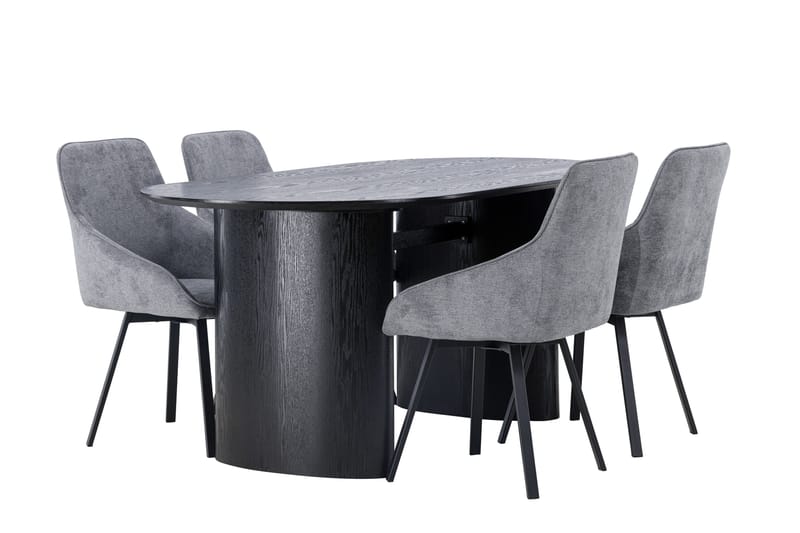 Isolde Matgrupp 180 cm Oval med 4 Rosie stolar - Svart - Möbler - Bord & matgrupper - Matgrupper