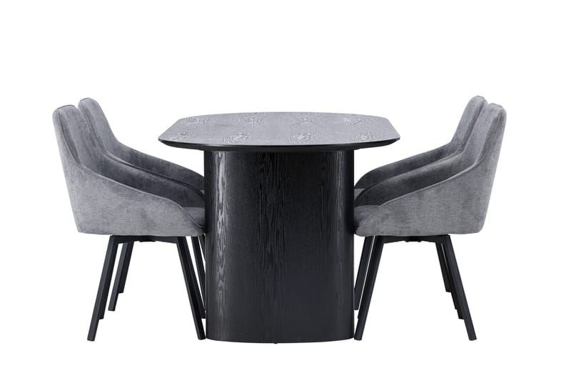 Isolde Matgrupp 180 cm Oval med 4 Rosie stolar - Svart - Möbler - Bord & matgrupper - Matgrupper