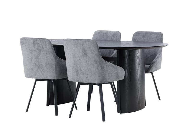 Isolde Matgrupp 180 cm Oval med 4 Rosie stolar - Svart - Möbler - Bord & matgrupper - Matgrupper