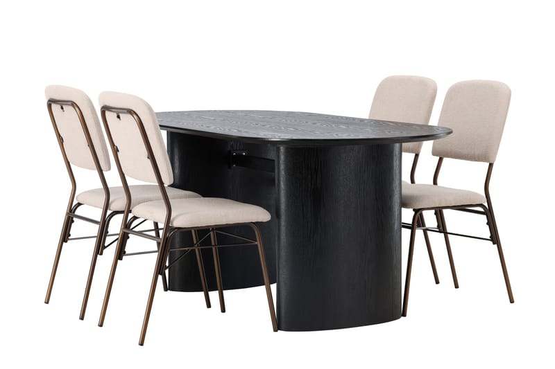 Isolde Matgrupp 180 cm Oval med 4 Seda stolar - Beige - Möbler - Bord & matgrupper - Matgrupper