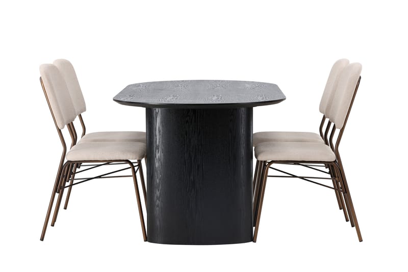 Isolde Matgrupp 180 cm Oval med 4 Seda stolar - Beige - Möbler - Bord & matgrupper - Matgrupper