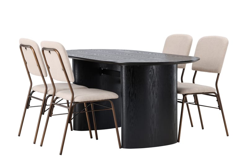 Isolde Matgrupp 180 cm Oval med 4 Seda stolar - Beige - Möbler - Bord & matgrupper - Matgrupper