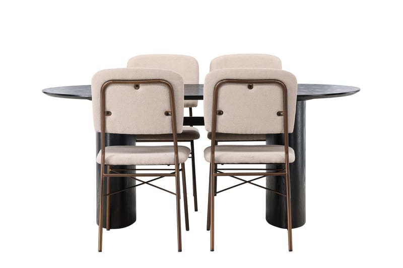 Isolde Matgrupp 180 cm Oval med 4 Seda stolar - Beige - Möbler - Bord & matgrupper - Matgrupper