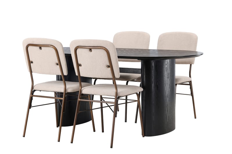 Isolde Matgrupp 180 cm Oval med 4 Seda stolar - Beige - Möbler - Bord & matgrupper - Matgrupper