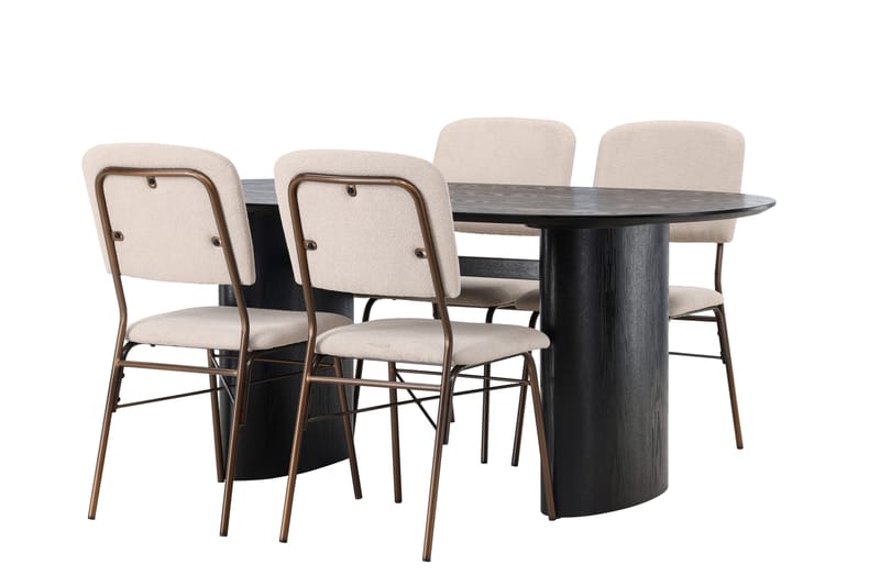 Isolde Matgrupp 180 cm Oval med 4 Seda stolar - Beige - Möbler - Bord & matgrupper - Matgrupper
