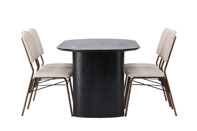 Isolde Matgrupp 180 cm Oval med 4 Seda stolar - Beige - Möbler - Bord & matgrupper - Matgrupper