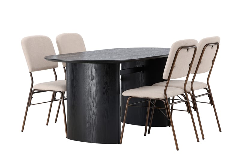 Isolde Matgrupp 180 cm Oval med 4 Seda stolar - Beige - Möbler - Bord & matgrupper - Matgrupper