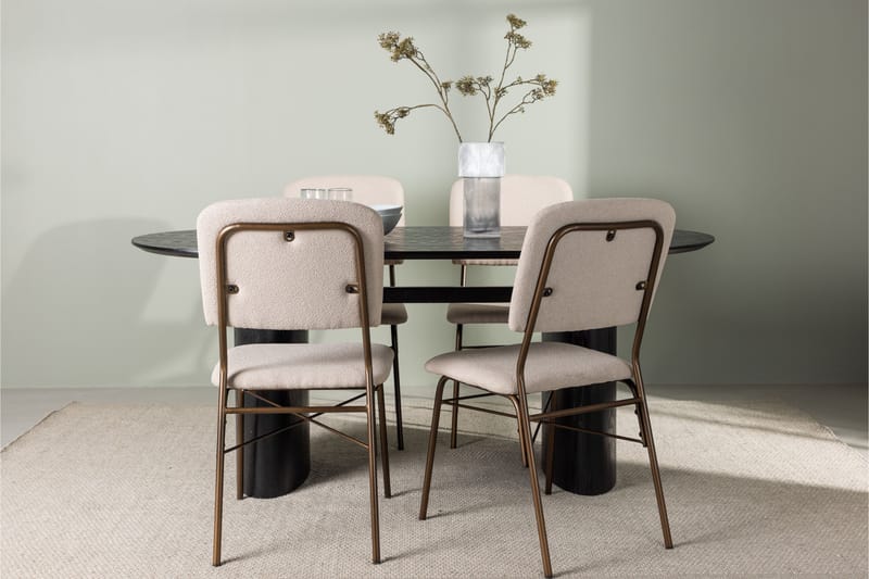 Isolde Matgrupp 180 cm Oval med 4 Seda stolar - Beige - Möbler - Bord & matgrupper - Matgrupper