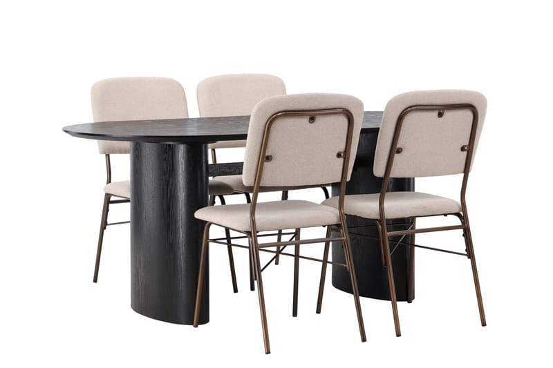 Isolde Matgrupp 180 cm Oval med 4 Seda stolar - Beige - Möbler - Bord & matgrupper - Matgrupper