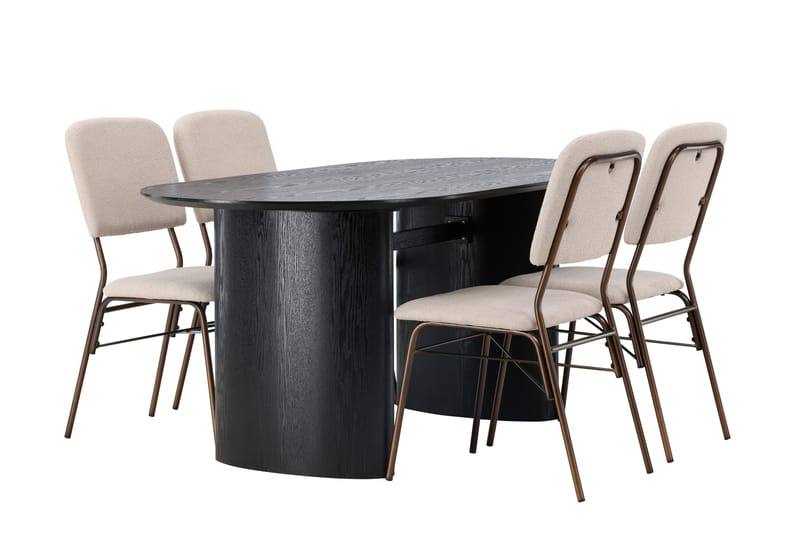 Isolde Matgrupp 180 cm Oval med 4 Seda stolar - Beige - Möbler - Bord & matgrupper - Matgrupper