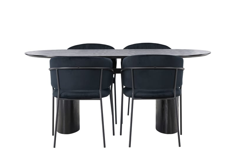 Isolde Matgrupp 180 cm Oval med 4 Selma Stolar - Svart - Möbler - Bord & matgrupper - Matgrupper