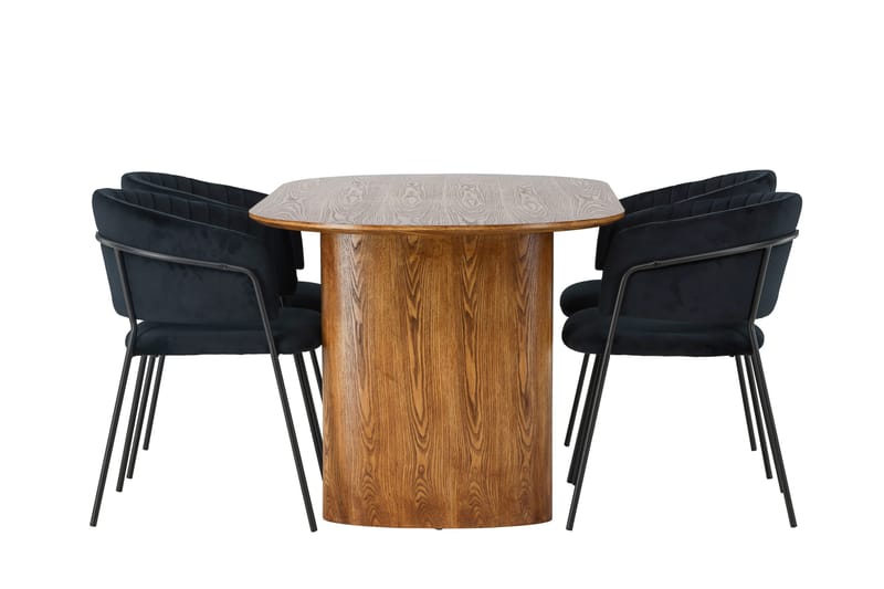 Isolde Matgrupp 180 cm Oval med 4 Selma Stolar - Svart - Möbler - Bord & matgrupper - Matgrupper