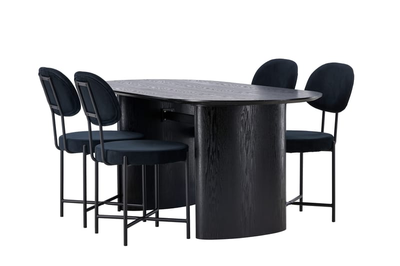 Isolde Matgrupp 180 cm Oval med 4 Stella stolar - Svart - Möbler - Bord & matgrupper - Matgrupper