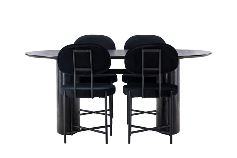Isolde Matgrupp 180 cm Oval med 4 Stella stolar - Svart - Möbler - Bord & matgrupper - Matgrupper
