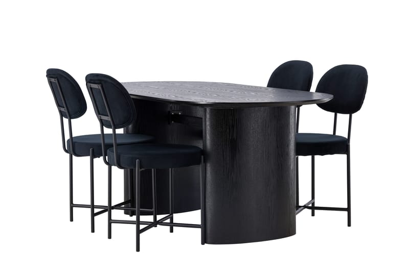 Isolde Matgrupp 180 cm Oval med 4 Stella stolar - Svart - Möbler - Bord & matgrupper - Matgrupper