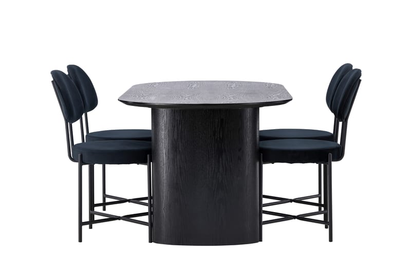 Isolde Matgrupp 180 cm Oval med 4 Stella stolar - Svart - Möbler - Bord & matgrupper - Matgrupper