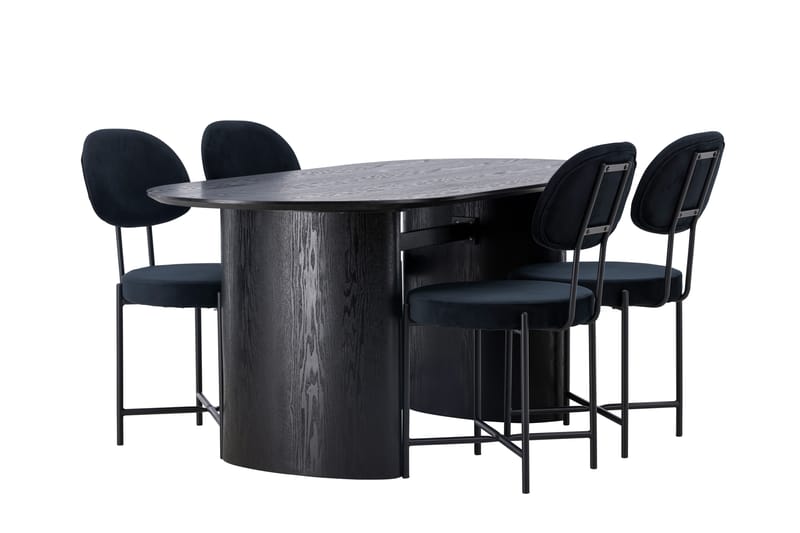 Isolde Matgrupp 180 cm Oval med 4 Stella stolar - Svart - Möbler - Bord & matgrupper - Matgrupper