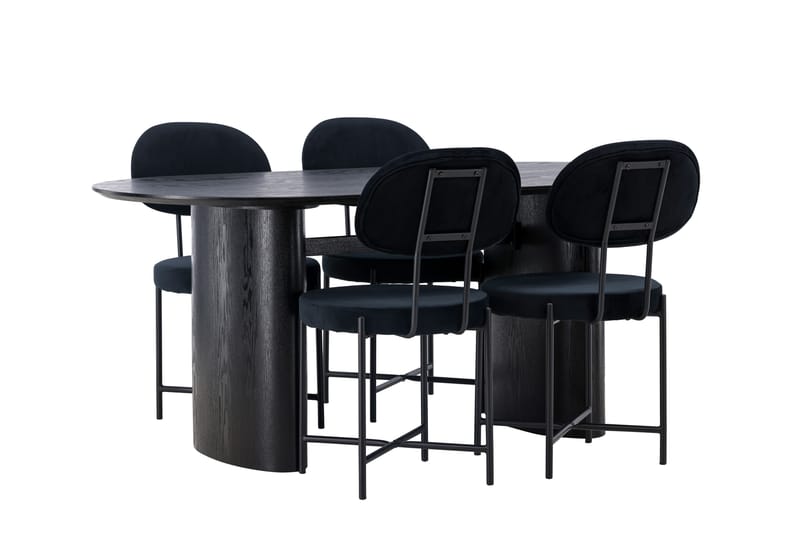 Isolde Matgrupp 180 cm Oval med 4 Stella stolar - Svart - Möbler - Bord & matgrupper - Matgrupper