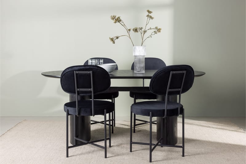 Isolde Matgrupp 180 cm Oval med 4 Stella stolar - Svart - Möbler - Bord & matgrupper - Matgrupper