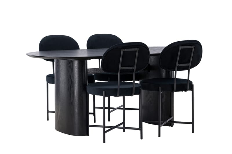 Isolde Matgrupp 180 cm Oval med 4 Stella stolar - Svart - Möbler - Bord & matgrupper - Matgrupper