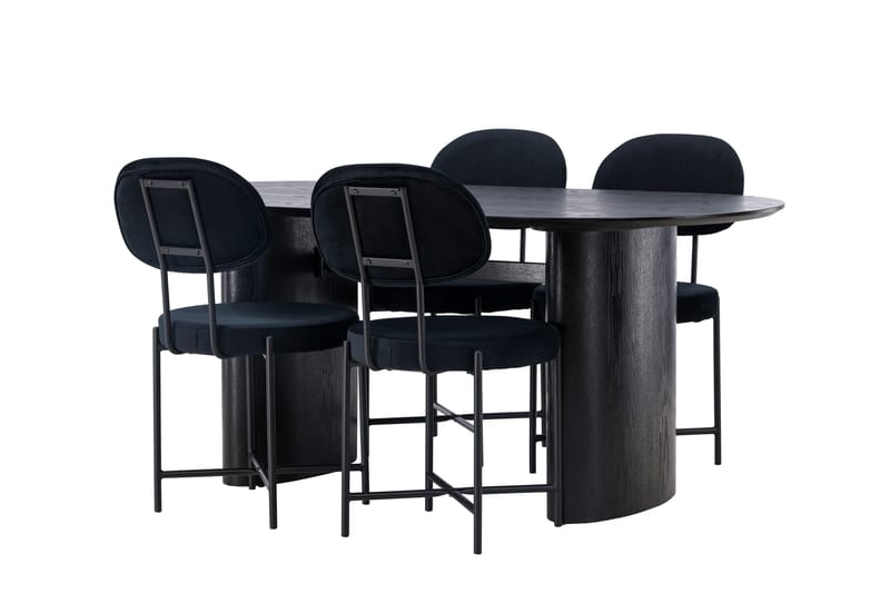 Isolde Matgrupp 180 cm Oval med 4 Stella stolar - Svart - Möbler - Bord & matgrupper - Matgrupper