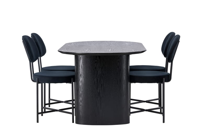 Isolde Matgrupp 180 cm Oval med 4 Stella stolar - Svart - Möbler - Bord & matgrupper - Matgrupper