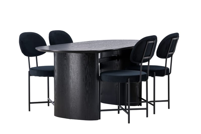 Isolde Matgrupp 180 cm Oval med 4 Stella stolar - Svart - Möbler - Bord & matgrupper - Matgrupper