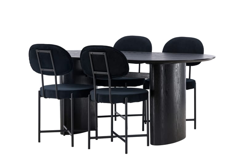 Isolde Matgrupp 180 cm Oval med 4 Stella stolar - Svart - Möbler - Bord & matgrupper - Matgrupper