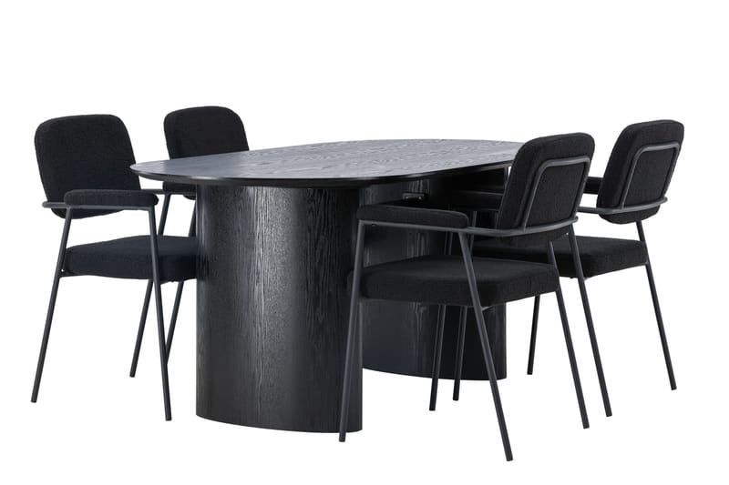 Isolde Matgrupp 180 cm Oval med 4 Yesterday stolar - Svart - Möbler - Bord & matgrupper - Matgrupper