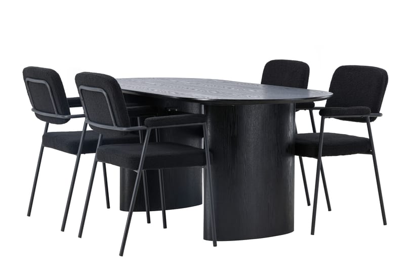 Isolde Matgrupp 180 cm Oval med 4 Yesterday stolar - Svart - Möbler - Bord & matgrupper - Matgrupper