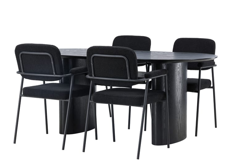 Isolde Matgrupp 180 cm Oval med 4 Yesterday stolar - Svart - Möbler - Bord & matgrupper - Matgrupper