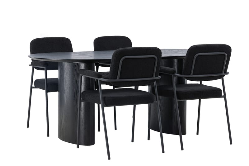 Isolde Matgrupp 180 cm Oval med 4 Yesterday stolar - Svart - Möbler - Bord & matgrupper - Matgrupper