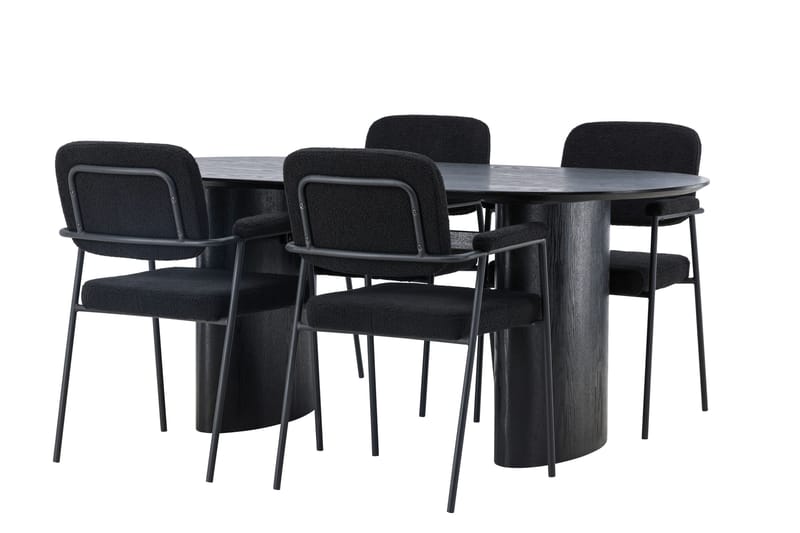 Isolde Matgrupp 180 cm Oval med 4 Yesterday stolar - Svart - Möbler - Bord & matgrupper - Matgrupper