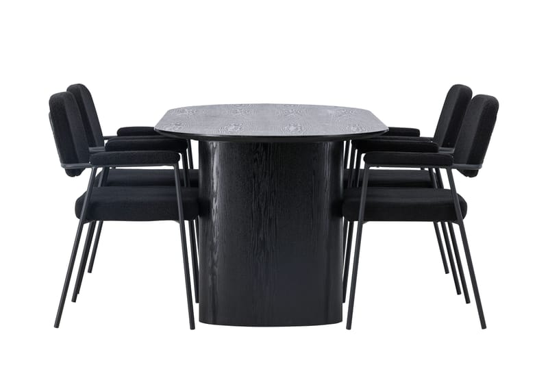 Isolde Matgrupp 180 cm Oval med 4 Yesterday stolar - Svart - Möbler - Bord & matgrupper - Matgrupper