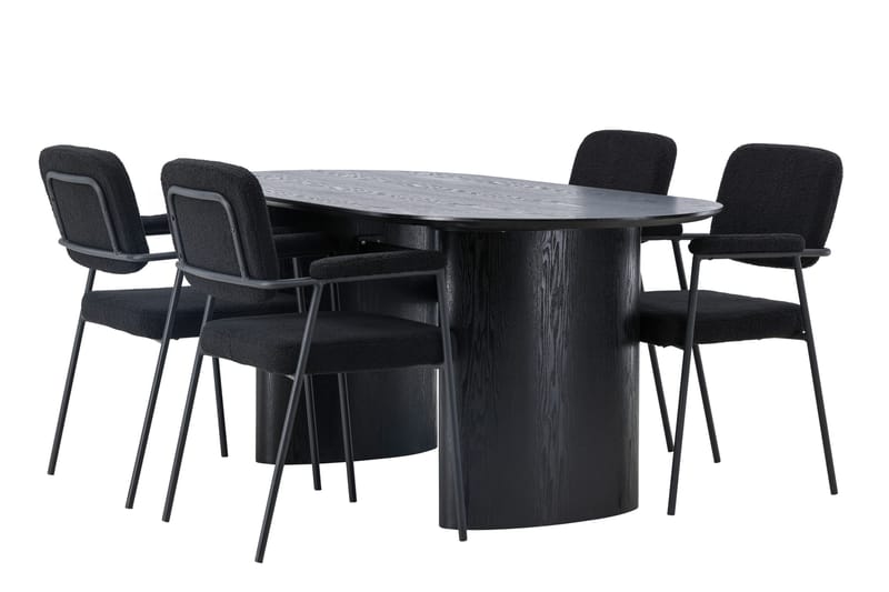 Isolde Matgrupp 180 cm Oval med 4 Yesterday stolar - Svart - Möbler - Bord & matgrupper - Matgrupper