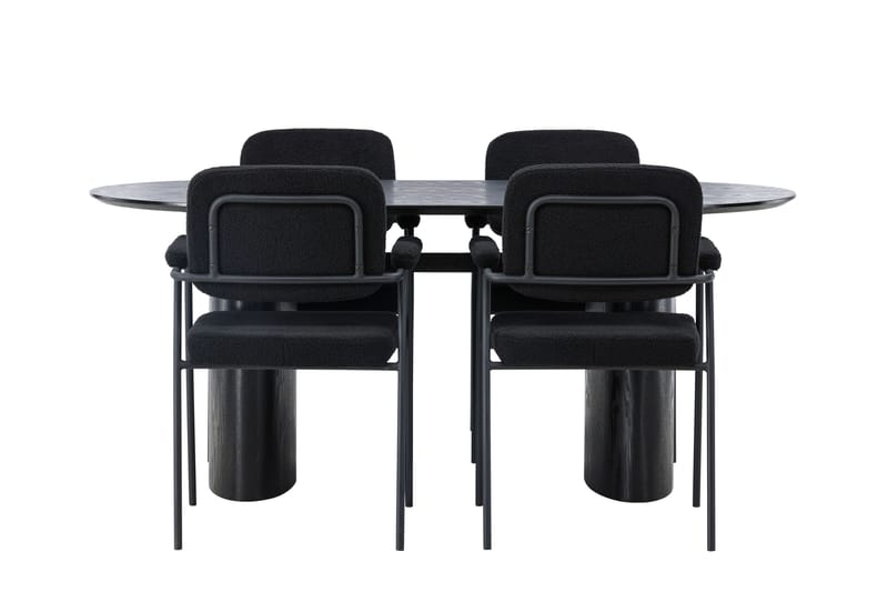 Isolde Matgrupp 180 cm Oval med 4 Yesterday stolar - Svart - Möbler - Bord & matgrupper - Matgrupper