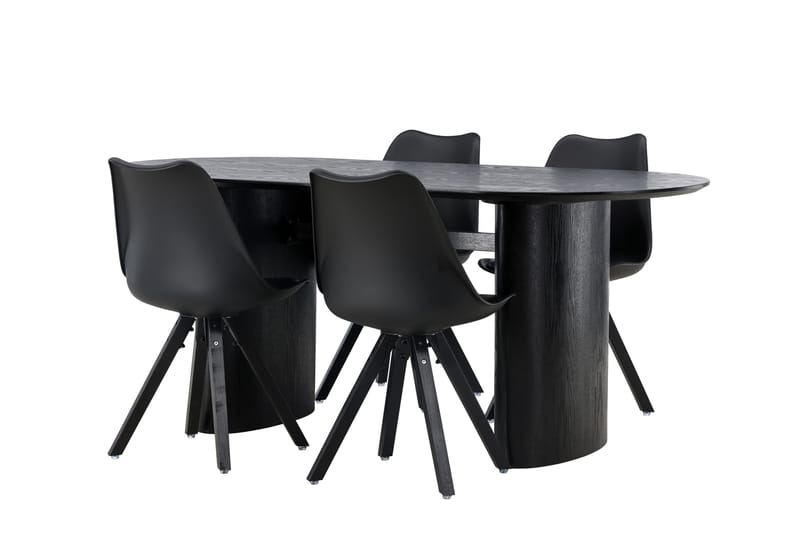 Isolde Matgrupp 180 cm Oval med 4 Zeno stolar - Svart - Möbler - Bord & matgrupper - Matgrupper