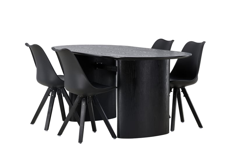 Isolde Matgrupp 180 cm Oval med 4 Zeno stolar - Svart - Möbler - Bord & matgrupper - Matgrupper