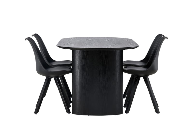Isolde Matgrupp 180 cm Oval med 4 Zeno stolar - Svart - Möbler - Bord & matgrupper - Matgrupper