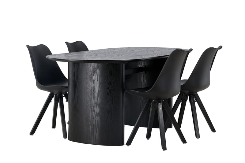 Isolde Matgrupp 180 cm Oval med 4 Zeno stolar - Svart - Möbler - Bord & matgrupper - Matgrupper