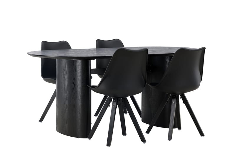 Isolde Matgrupp 180 cm Oval med 4 Zeno stolar - Svart - Möbler - Bord & matgrupper - Matgrupper