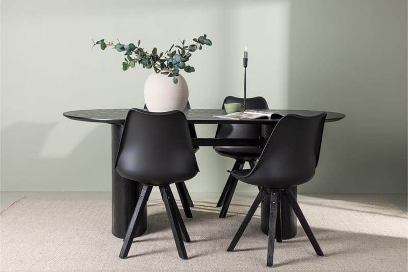 Isolde Matgrupp 180 cm Oval med 4 Zeno stolar - Svart - Möbler - Bord & matgrupper - Matgrupper