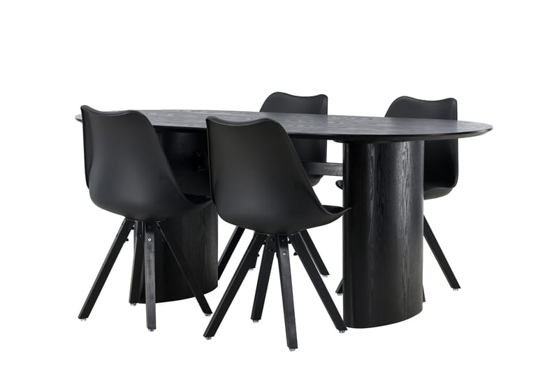 Isolde Matgrupp 180 cm Oval med 4 Zeno stolar - Svart - Möbler - Bord & matgrupper - Matgrupper