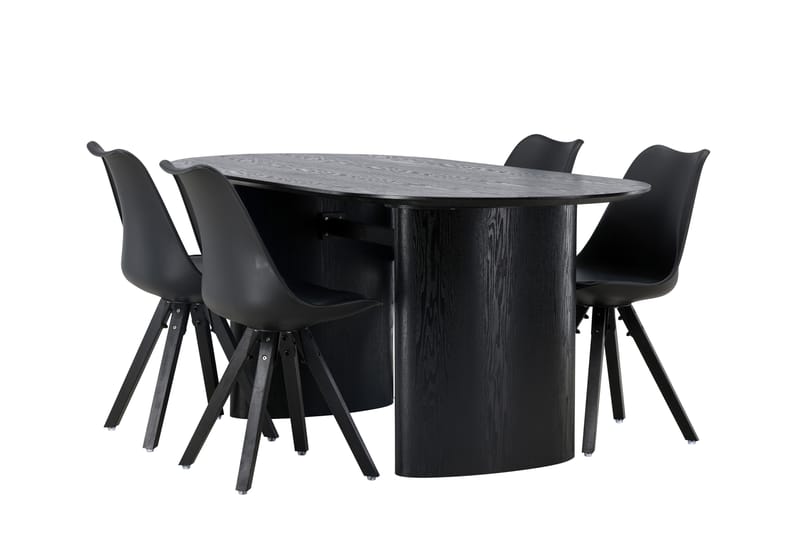 Isolde Matgrupp 180 cm Oval med 4 Zeno stolar - Svart - Möbler - Bord & matgrupper - Matgrupper