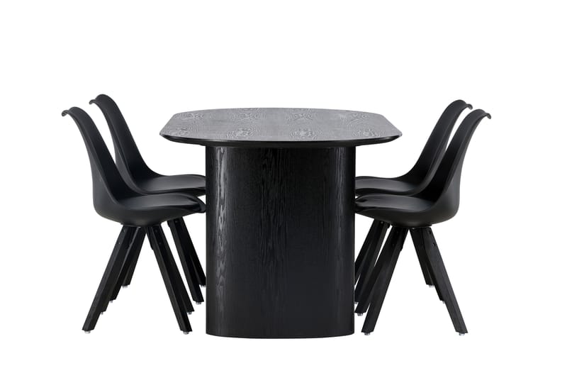 Isolde Matgrupp 180 cm Oval med 4 Zeno stolar - Svart - Möbler - Bord & matgrupper - Matgrupper