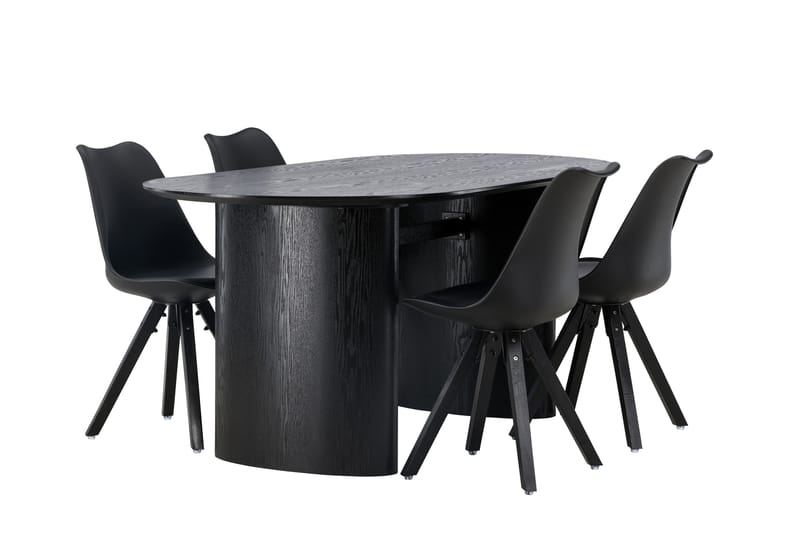 Isolde Matgrupp 180 cm Oval med 4 Zeno stolar - Svart - Möbler - Bord & matgrupper - Matgrupper