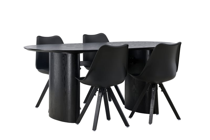 Isolde Matgrupp 180 cm Oval med 4 Zeno stolar - Svart - Möbler - Bord & matgrupper - Matgrupper