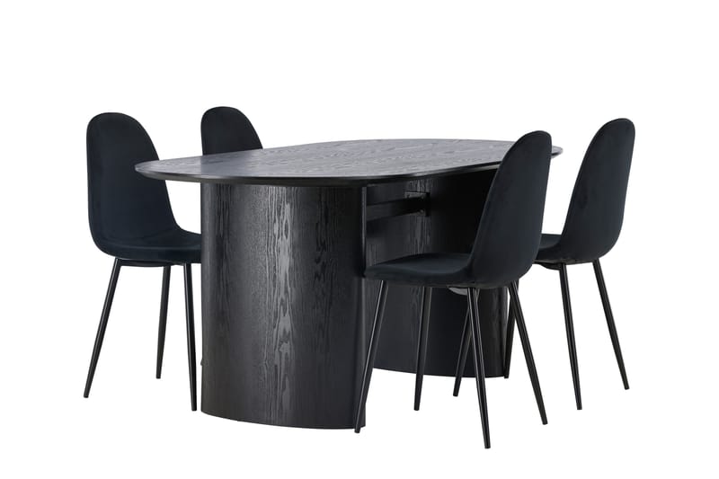 Isolde Matgrupp 180 cm Oval med 4 Polar stolar - Svart - Möbler - Bord & matgrupper - Matgrupper